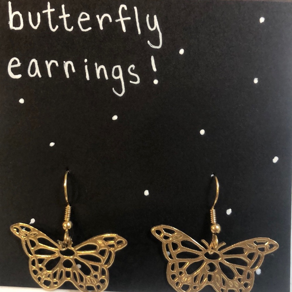 FIRST PURCHASE IS $2 OFF!! gold butterfly earrings
